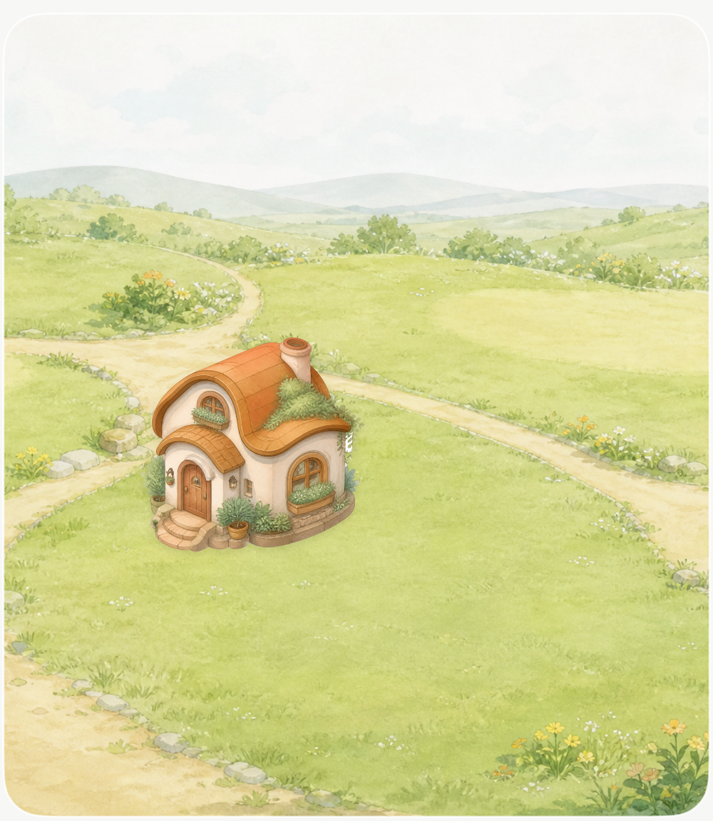人生小镇 Stage 1：草地上出现了第一间治愈小屋